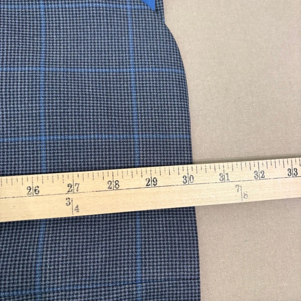 Tom James Blazer Sportcoat Men 42 Blue Windowpane Plaid Two-Button Long Sleeves